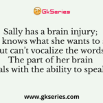 Sally has a brain injury; she knows what she wants to say but can’t vocalize the words. The part of her brain that deals with the ability to speak is the: