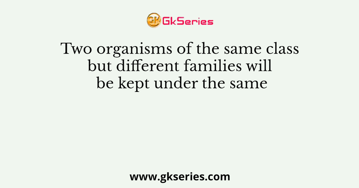 Two organisms of the same class but different families will be kept under the same