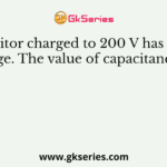A capacitor charged to 200 V has 2000 iC of charge. The value of capacitance will be