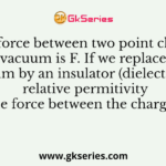 Electric force between two point charges in air or vacuum is F. If we replace air or vacuum by an insulator (dielectric) of relative permitivity Cr the force between the charges will