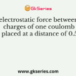 The electrostatic force between two charges of one coulomb each and placed at a distance of 0.5 m will be