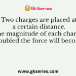 Two charges are placed at a certain distance. If the magnitude of each charge is doubled the force will become