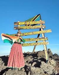 Anjali Sharma conquer Mount Kilimanjaro in Africa, wearing Luanchari