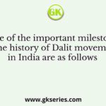 Some of the important milestones in the history of Dalit movement in India are as follows