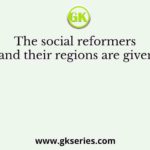 The social reformers and their regions are given