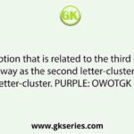 Select the option that is related to the third letter-cluster in the same way as the second letter-cluster is related to the first letter-cluster. PURPLE: OWOTGK ∷ GREEN: ?