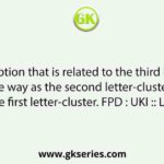 Select the option that is related to the third letter-cluster in the same way as the second letter-cluster is related to the first letter-cluster. FPD : UKI :: LWP : ?