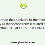 Select the option that is related to the third term in the same way as the second term is related to the first term. PRACTISE : ACEIPRST :: TECHNOLOGY : ?