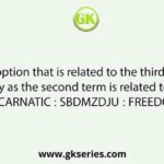 Select the option that is related to the third term in the same way as the second term is related to the first term. CARNATIC ∶ SBDMZDJU∶∶ FREEDOMS ∶ ?