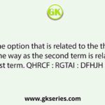 Select the option that is related to the third term in the same way as the second term is related to the first term. QHRCF : RGTAI ∷ DFHJH :      