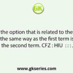 Select the option that is related to the fourth term in the same way as the first term is related to the second term. CFZ : HIU  : : : JLS