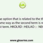 Select the option that is related to the third term in the same way as the second term is related to the first term. HKOLRD : HEILAO : :  NECTAR : ?