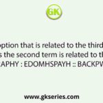 Select the option that is related to the third term in the same way as the second term is related to the first term. DEMOGRAPHY : EDOMHSPAYH :: BACKPWOUND : ?
