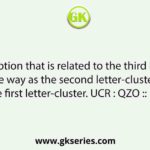 Select the option that is related to the third letter-cluster in the same way as the second letter-cluster is related to the first letter-cluster. UCR : QZO :: LVD : ?
