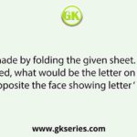 A cube is made by folding the given sheet. In the cube so formed, what would be the letter on the face opposite the face showing letter ‘ A’?