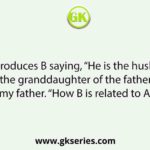 A introduces B saying, “He is the husband of the granddaughter of the father of my father. “How B is related to A?