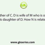 A is brother of C. D is wife of M who is only son of N. C is daughter of D. How N is related to A?