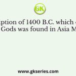 An inscription of 1400 B.C. which describes the Vedic Gods was found in Asia Minor at __