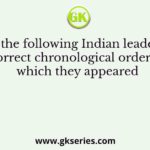 Arrange the following Indian leaders in the correct chronological order in which they appeared