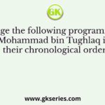 Arrange the following programmes of Mohammad bin Tughlaq in their chronological order