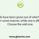 Four words have been given out of which three are alike in some manner, while one is different. Choose the odd one.