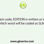 If in a certain code. EDITION is written as VWRGRLM, which word would be coded as SLMVHGB ?