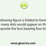 If the following figure is folded to form a cube, how many dots would appear on the face opposite the face bearing four dots?