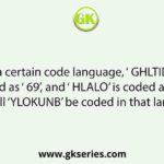 In a certain code language, ‘ GHLTID’ is coded as ‘ 69’, and ‘ HLALO’ is coded as ‘ 70’. How will ‘YLOKUNB’ be coded in that language?