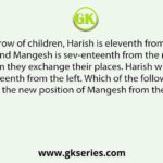 In a row of children, Harish is eleventh from the left and Mangesh is sev-enteenth from the right. When they exchange their places. Harish will be thirteenth from the left. Which of the following will be the new position of Mangesh from the right?