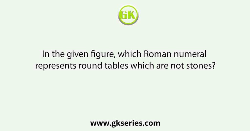 In the given figure, which Roman numeral represents round tables which are not stones?