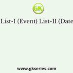 List-I (Event) List-II (Date)