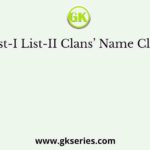 List-I List-II Clans’ Name Clans