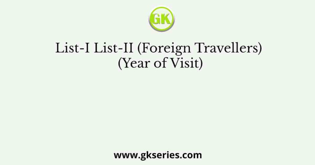 List-I List-II (Foreign Travellers) (Year of Visit)