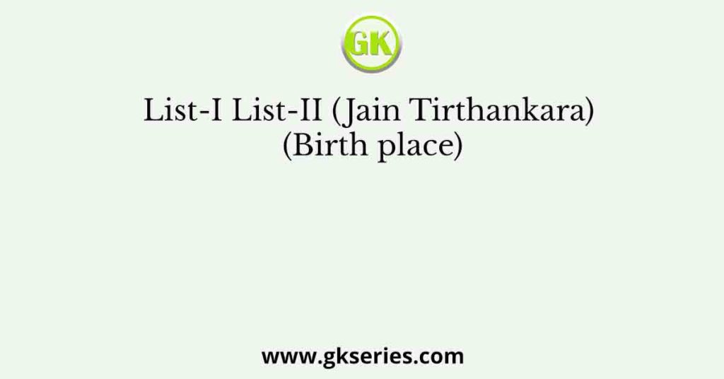 List-I List-II (Jain Tirthankara) (Birth place)