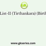 List-I List-II (Tirthankara) (Birth place)