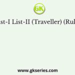 List-I List-II (Traveller) (Ruler)