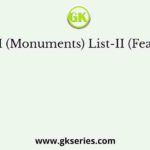 List-I (Monuments) List-II (Features)