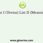 List I (Terms) List II (Meanings)