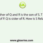 P is father of Q and R is the son of S. T is the brother of P. Q is sister of R. How is S Related to T.