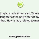 Pointing to a lady Simon said, “She is the daughter of the only sister of my father.” How is lady related to man?