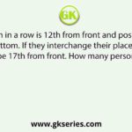 Position of Ram in a row is 12th from front and position of Pankaj is 13th from bottom. If they interchange their places then position of Ram would be 17th from front. How many persons is in the row?