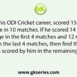 Ranjan in his ODI Cricket career, scored 15 runs on an average in 10 matches. If he scored 14 runs on an average in the first 4 matches and 12 runs on an average in the last 4 matches, then find the average of the runs scored by him in the remaining 2 matches.
