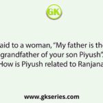 Ranjana said to a woman, “My father is the paternal grandfather of your son Piyush”. How is Piyush related to Ranjana?