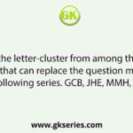 Select the letter-cluster from among the given options that can replace the question mark (?) in the following series. GCB, JHE, MMH, PRK, ?