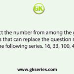 Select the number from among the given options that can replace the question mark (?) in the following series. 16, 33, 100, 401, ?