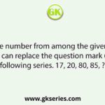 Select the number from among the given options that can replace the question mark (?) in the following series. 17, 20, 80, 85, ?, 517