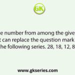 Select the number from among the given options that can replace the question mark (?) in the following series. 28, 18, 12, 8, ?