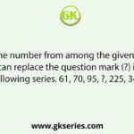 Select the number from among the given options that can replace the question mark (?) in the following series. 61, 70, 95, ?, 225, 346