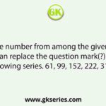Select the number from among the given options that can replace the question mark(?) in the following series. 61, 99, 152, 222, 312, ?