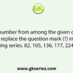 Select the number from among the given options that can replace the question mark (?) in the following series. 82, 105, 136, 177, 224, 283, ?